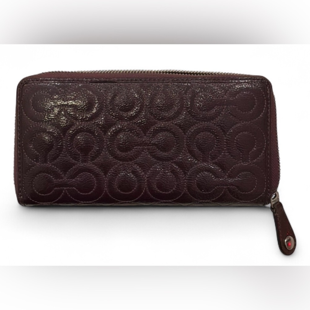 Coach Dark Brown Embossed Leather Wallet
